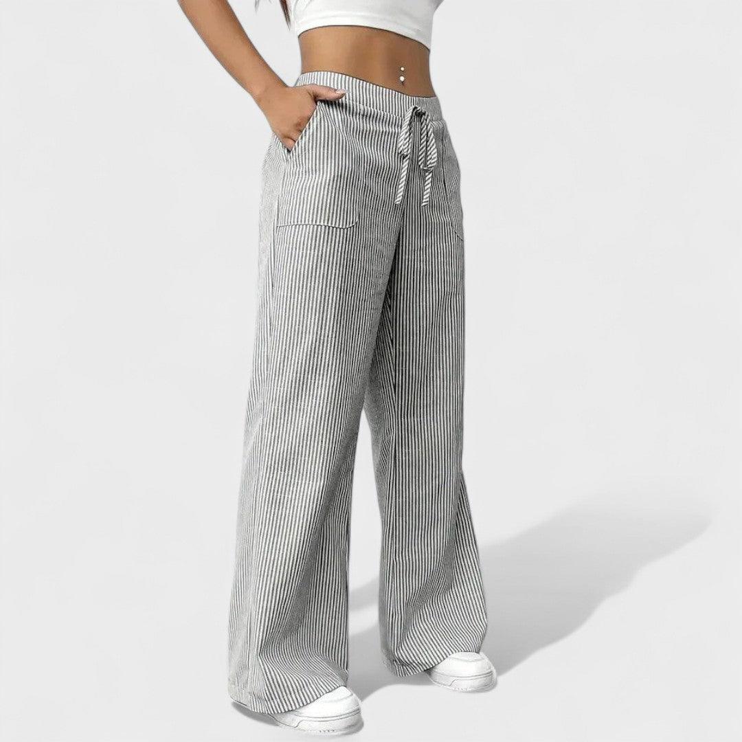 María - Pantalones anchos cómodos con detalles elegantes