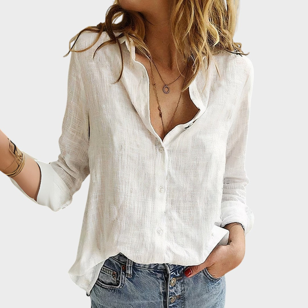 Aurora - Blusa artesanal en lino natural