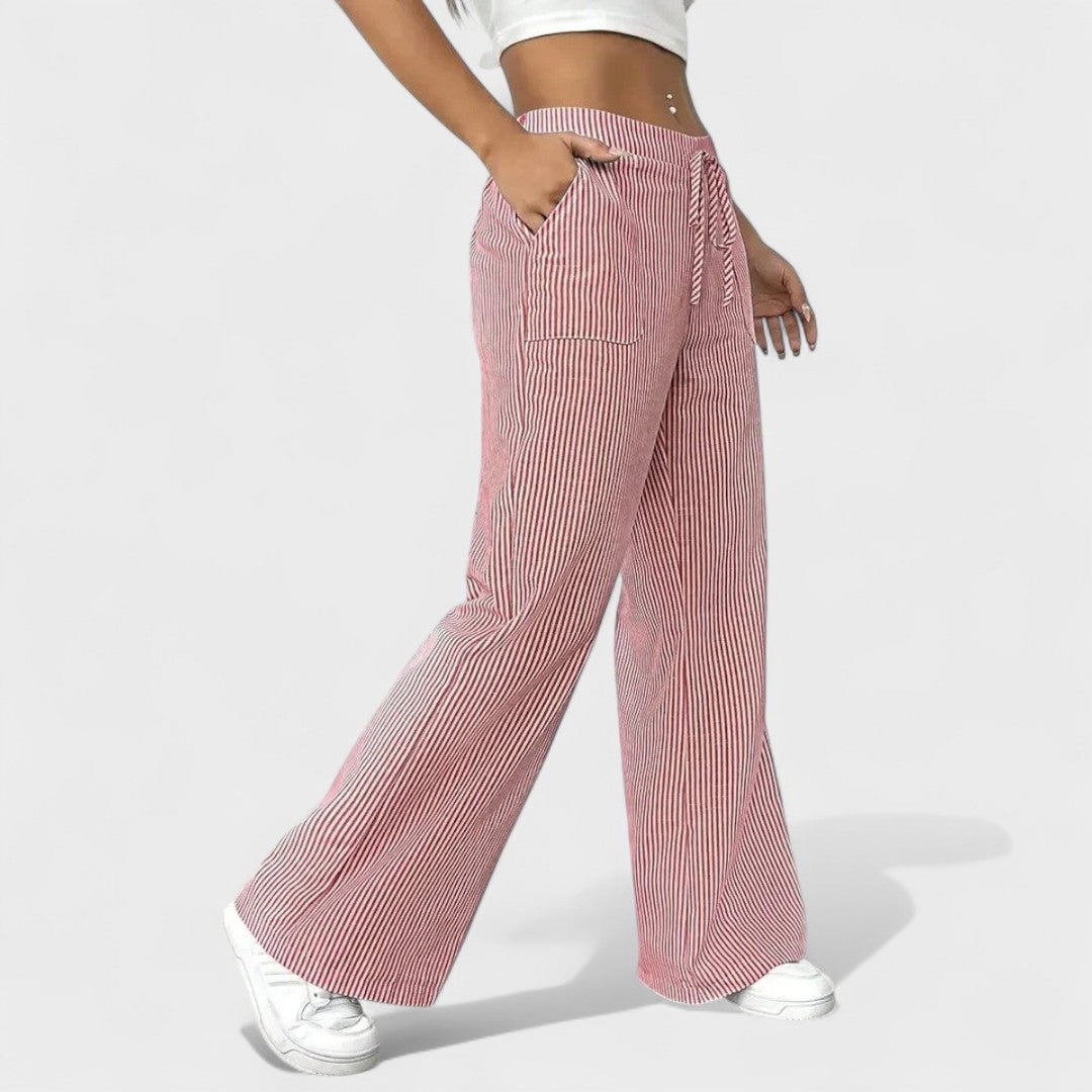 María - Pantalones anchos cómodos con detalles elegantes