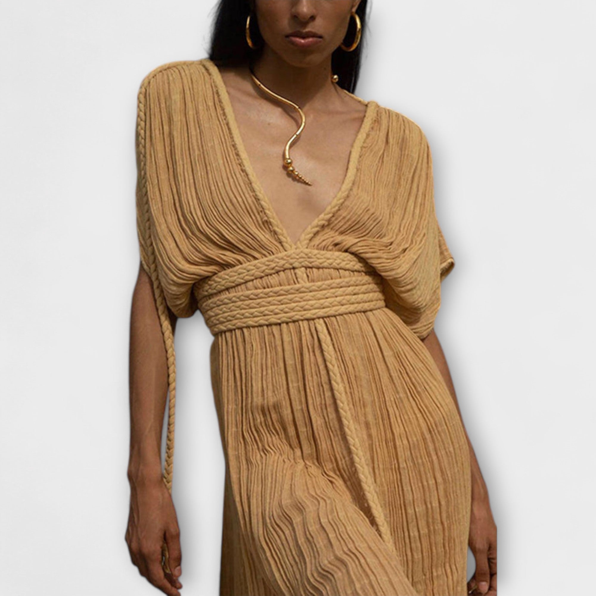 Bruna - Vestido maxi kimono en estilo griego