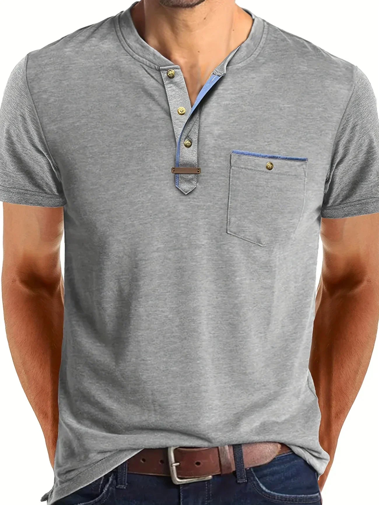 Savrani™ | Camiseta elegante con cuello redondo y bolsillo