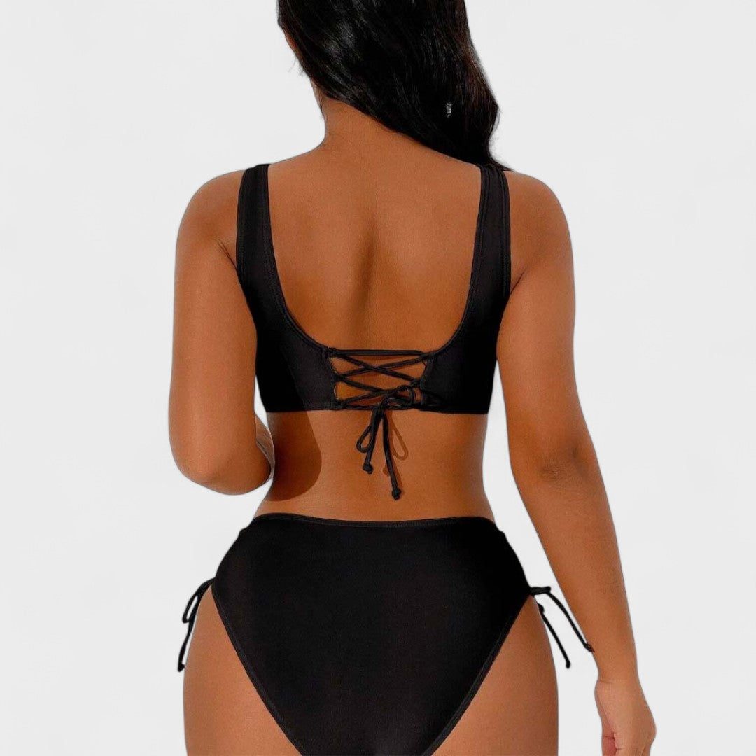 Helena - Bikini de Cintura Alta con Top Cruzado