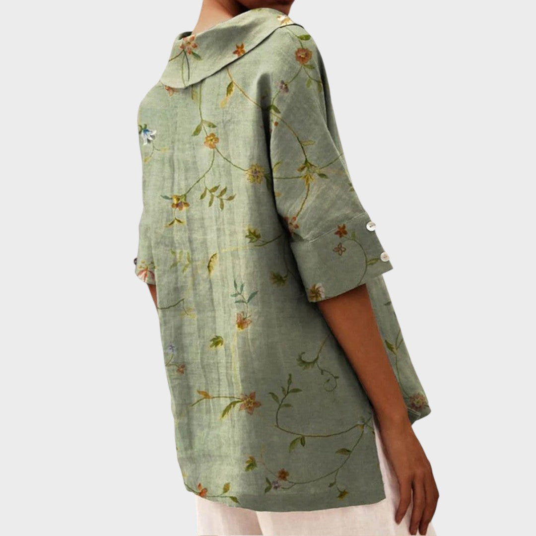 Flávia - Top Elegante de Lino