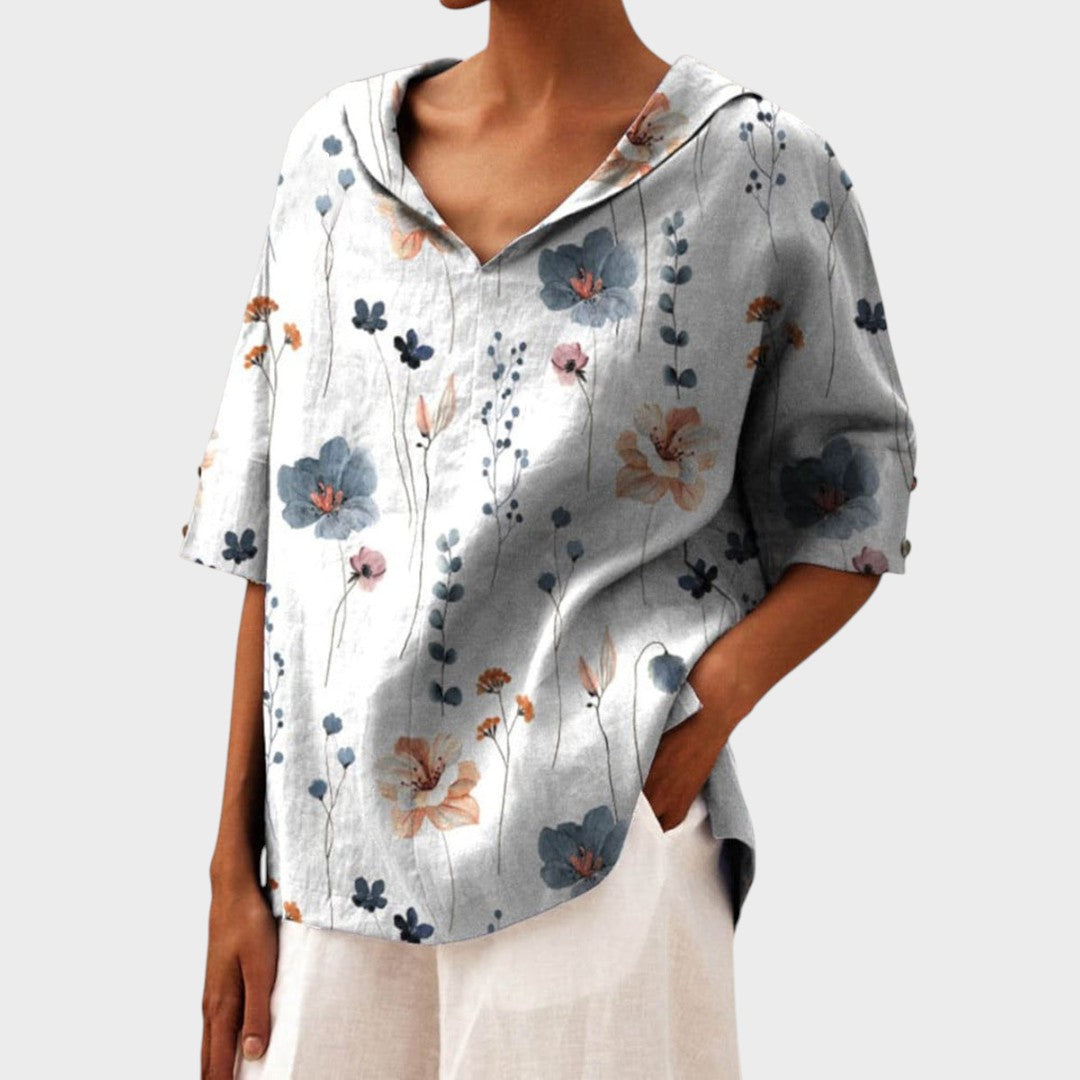 Flávia - Top Elegante de Lino