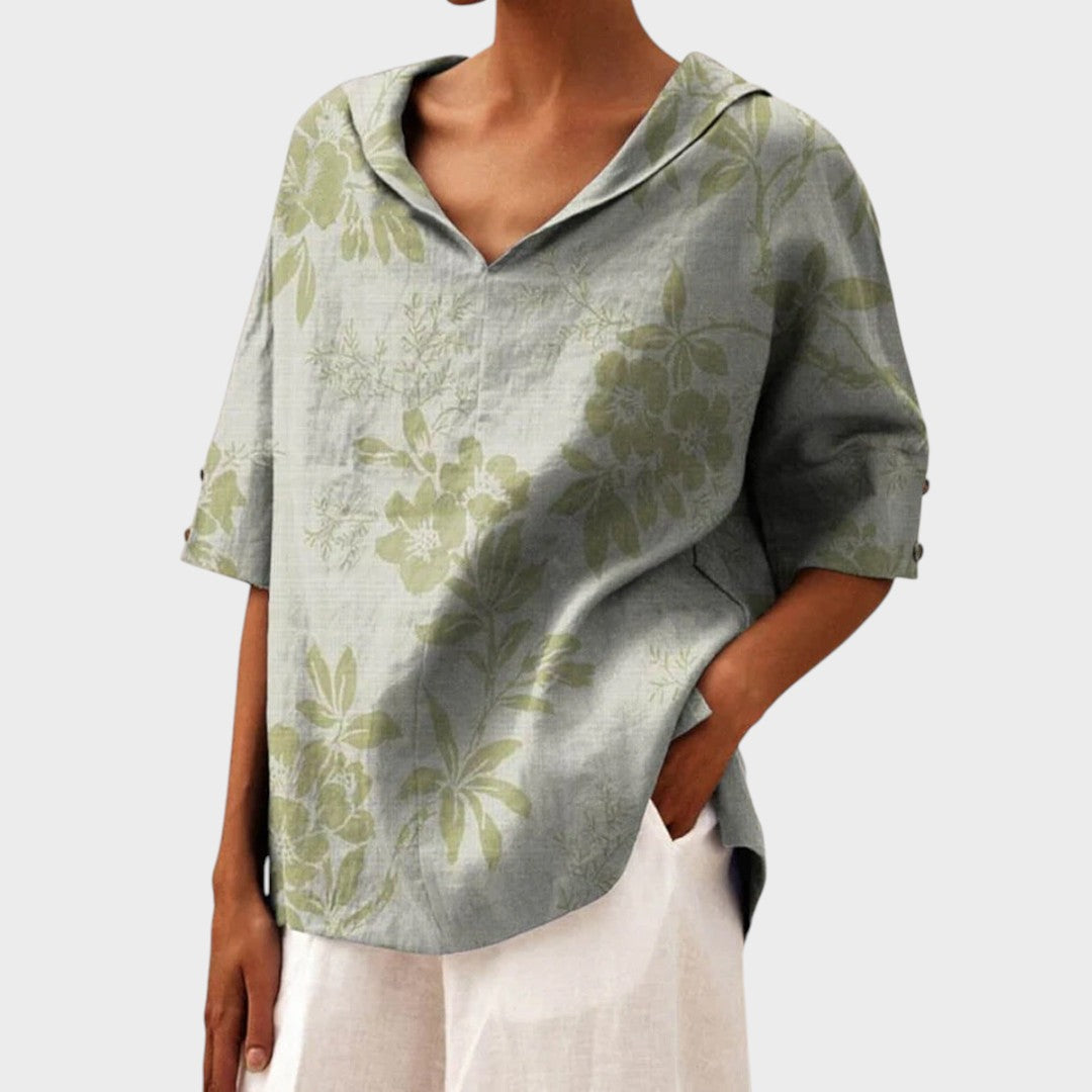 Flávia - Top Elegante de Lino