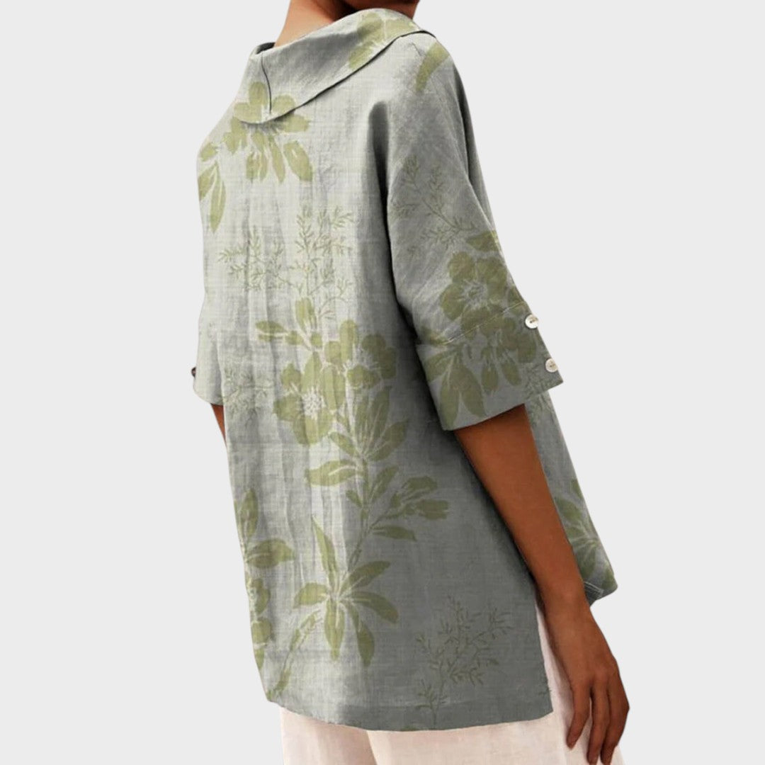 Flávia - Top Elegante de Lino