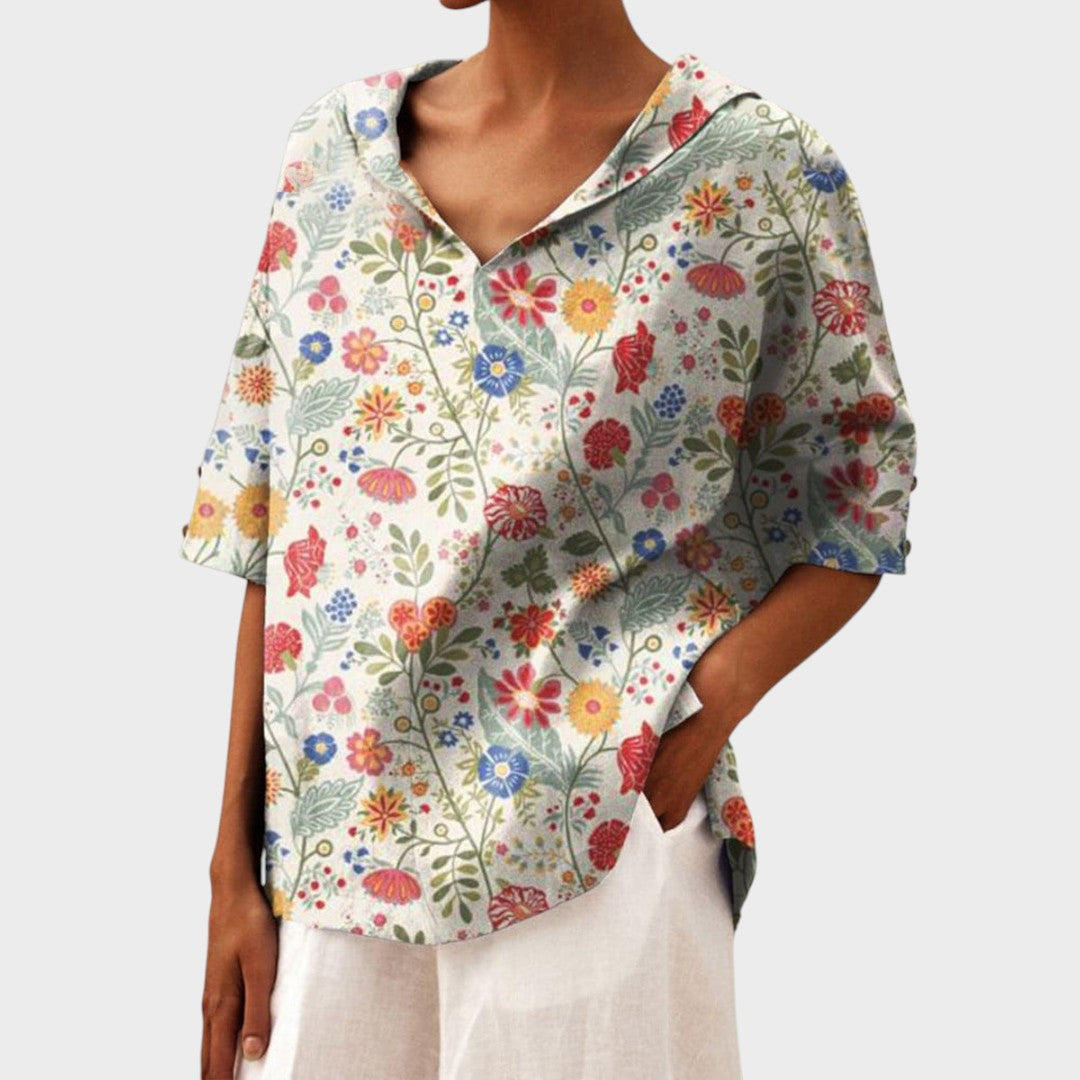 Flávia - Top Elegante de Lino