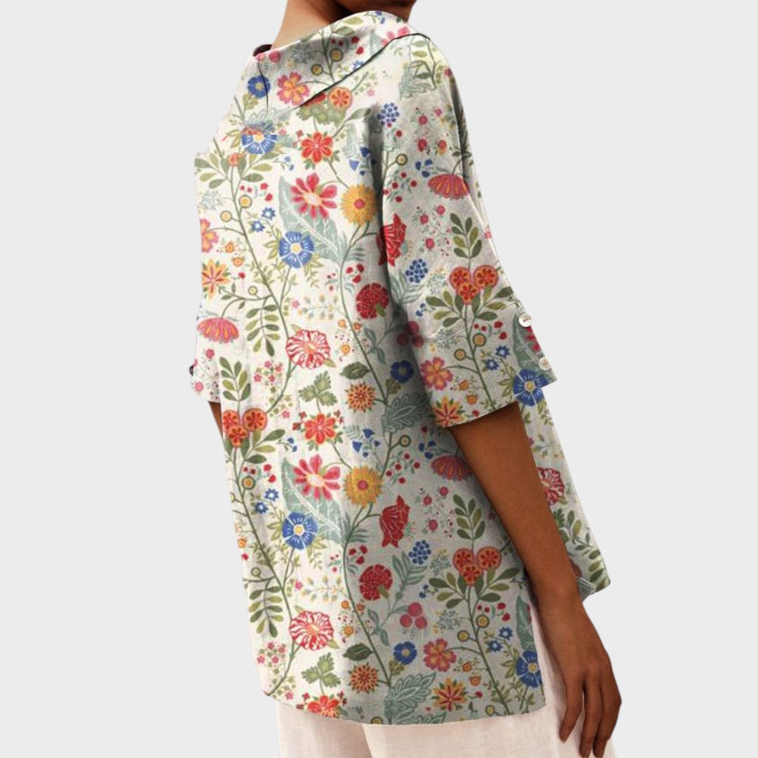 Flávia - Top Elegante de Lino