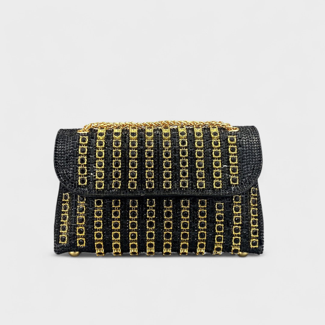 Claudia - Bolsa de hombro con cadena elegante y diamantes de colores