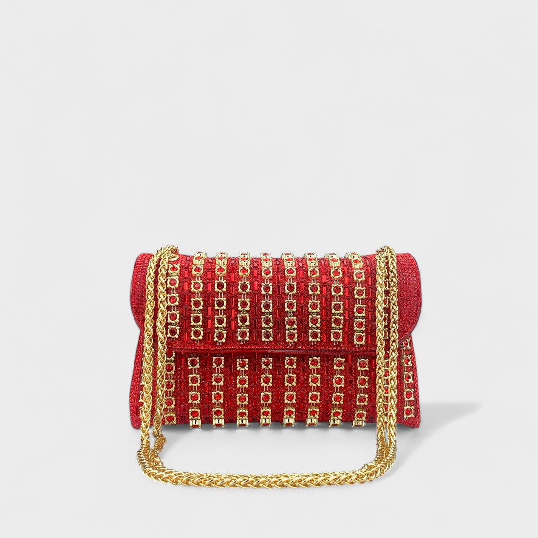 Claudia - Bolsa de hombro con cadena elegante y diamantes de colores