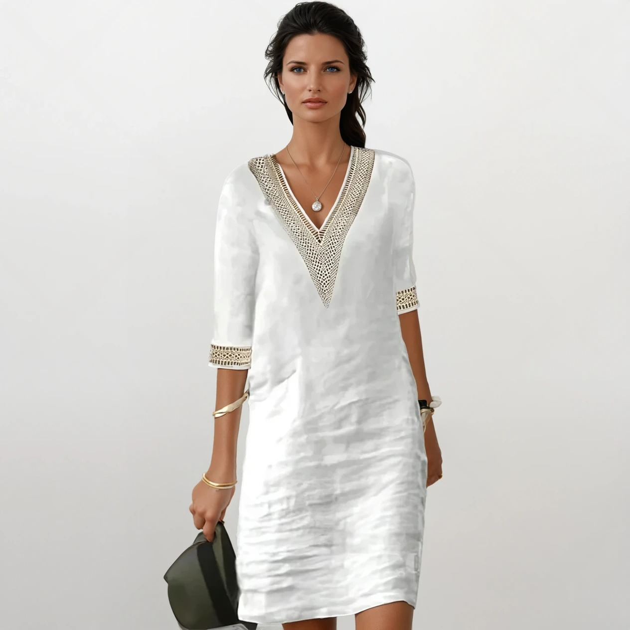 Mariana - Vestido femenino de algodón y lino