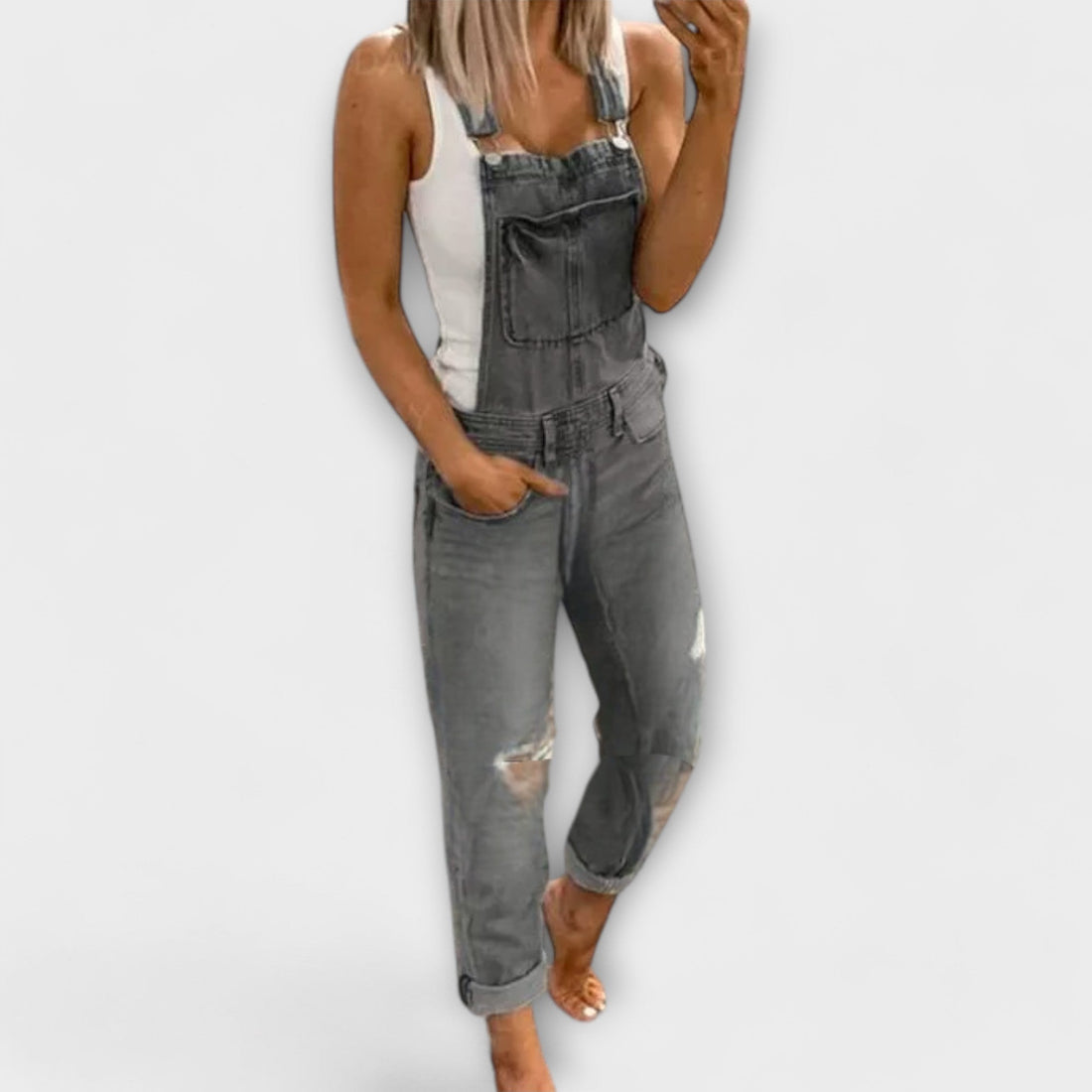 Gisela - Pantalones modernos con tirantes