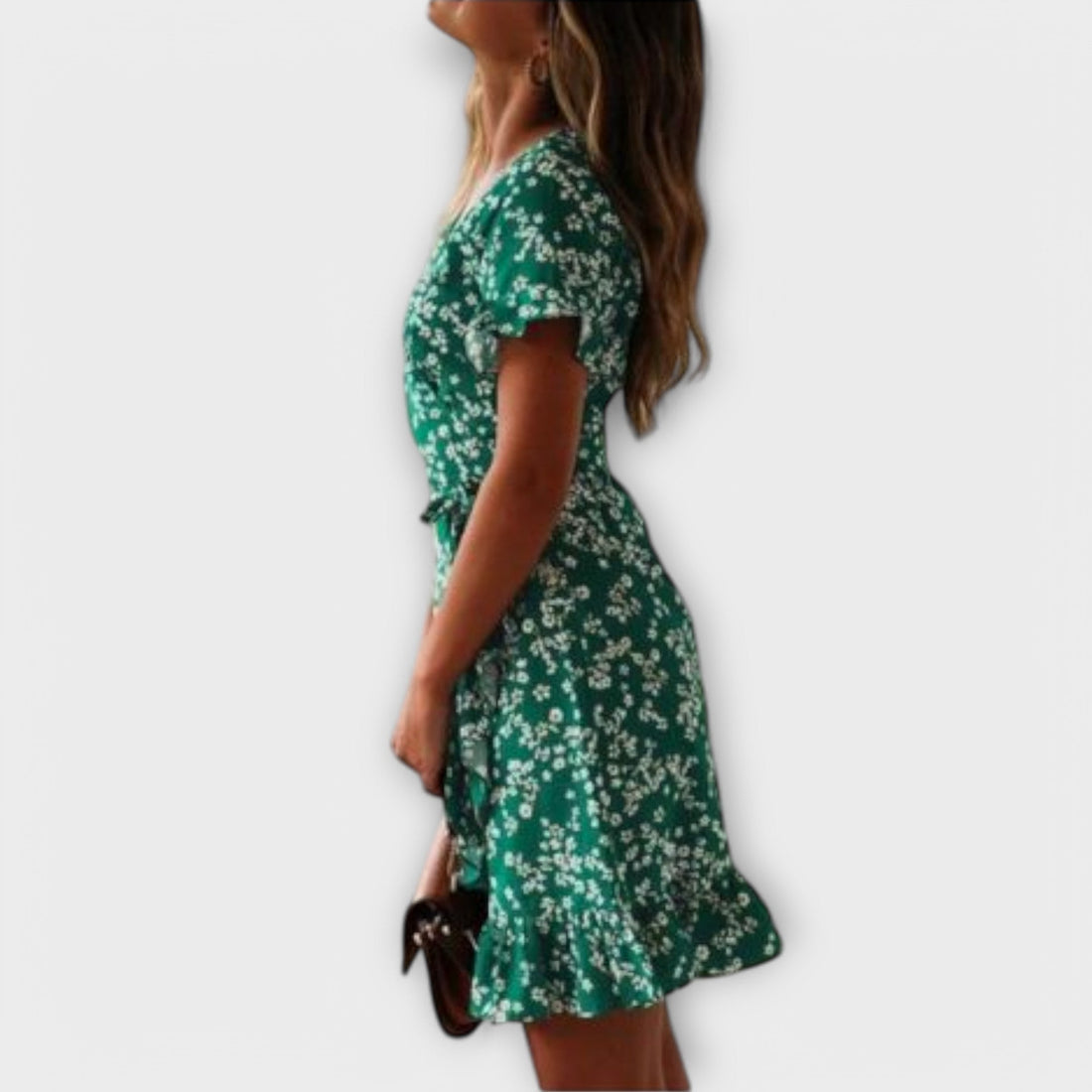 Dalila - Vestido corto boho en verde