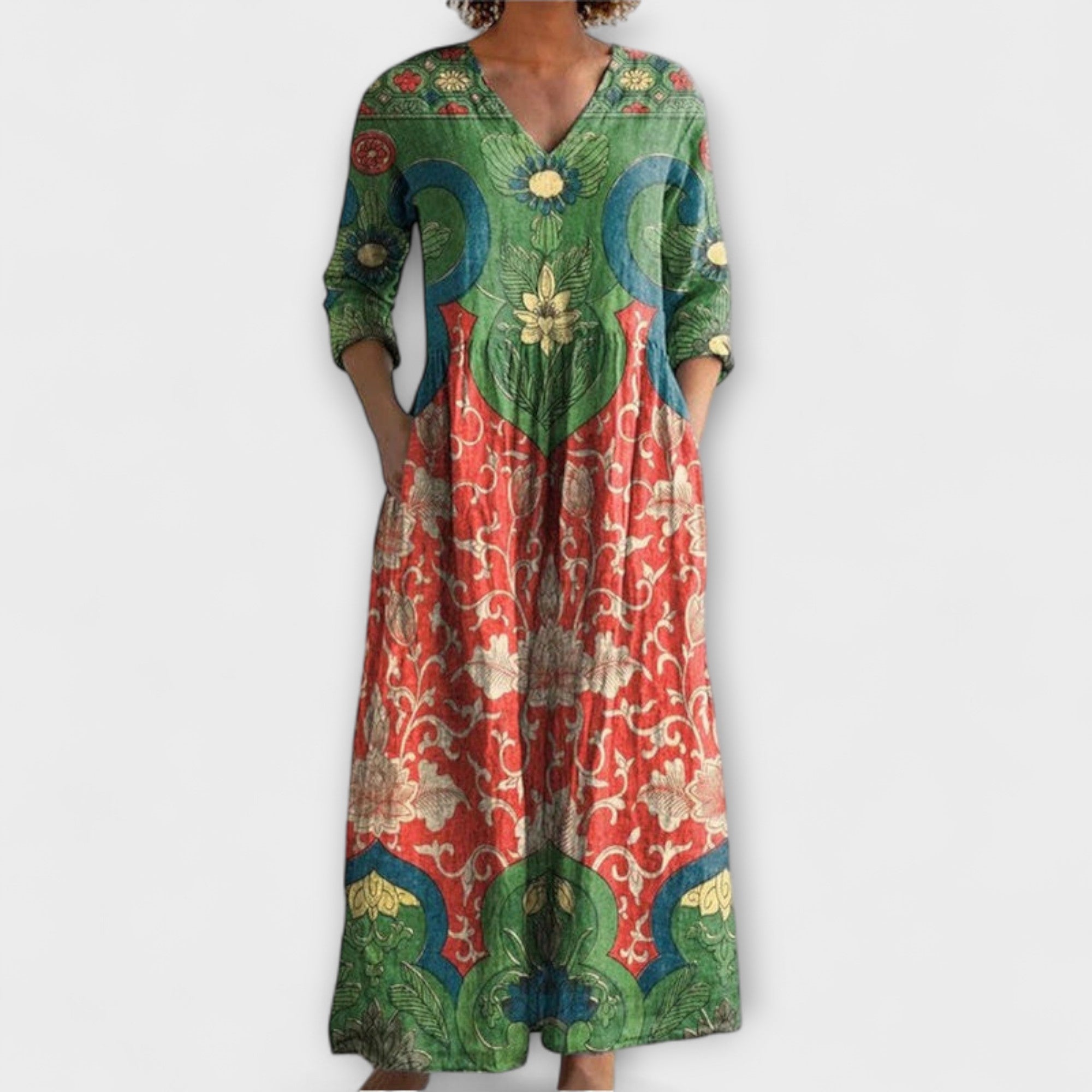 Raquel - Vestido maxi con estampado floral vintage