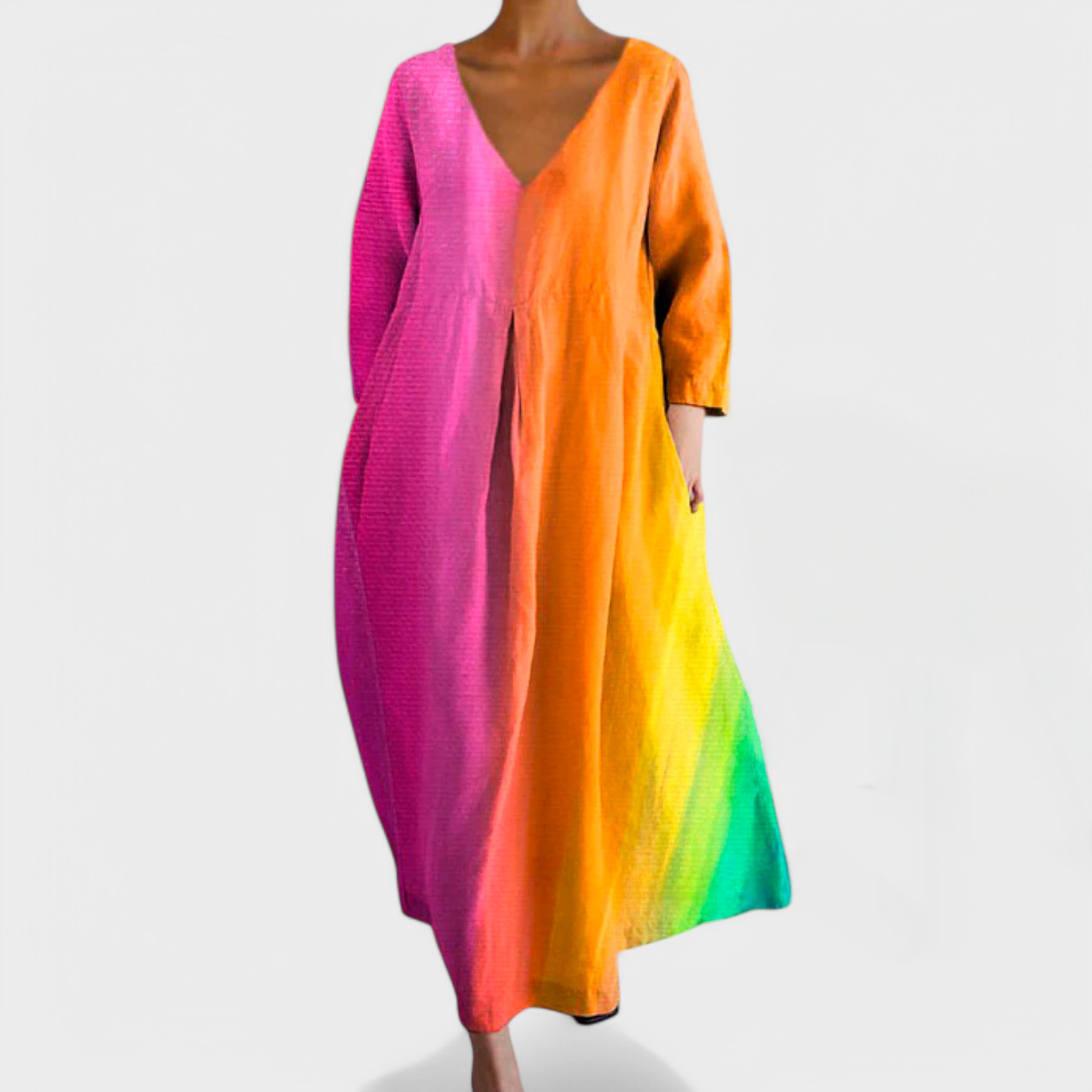 Ana - Vestido colorido con escote en V