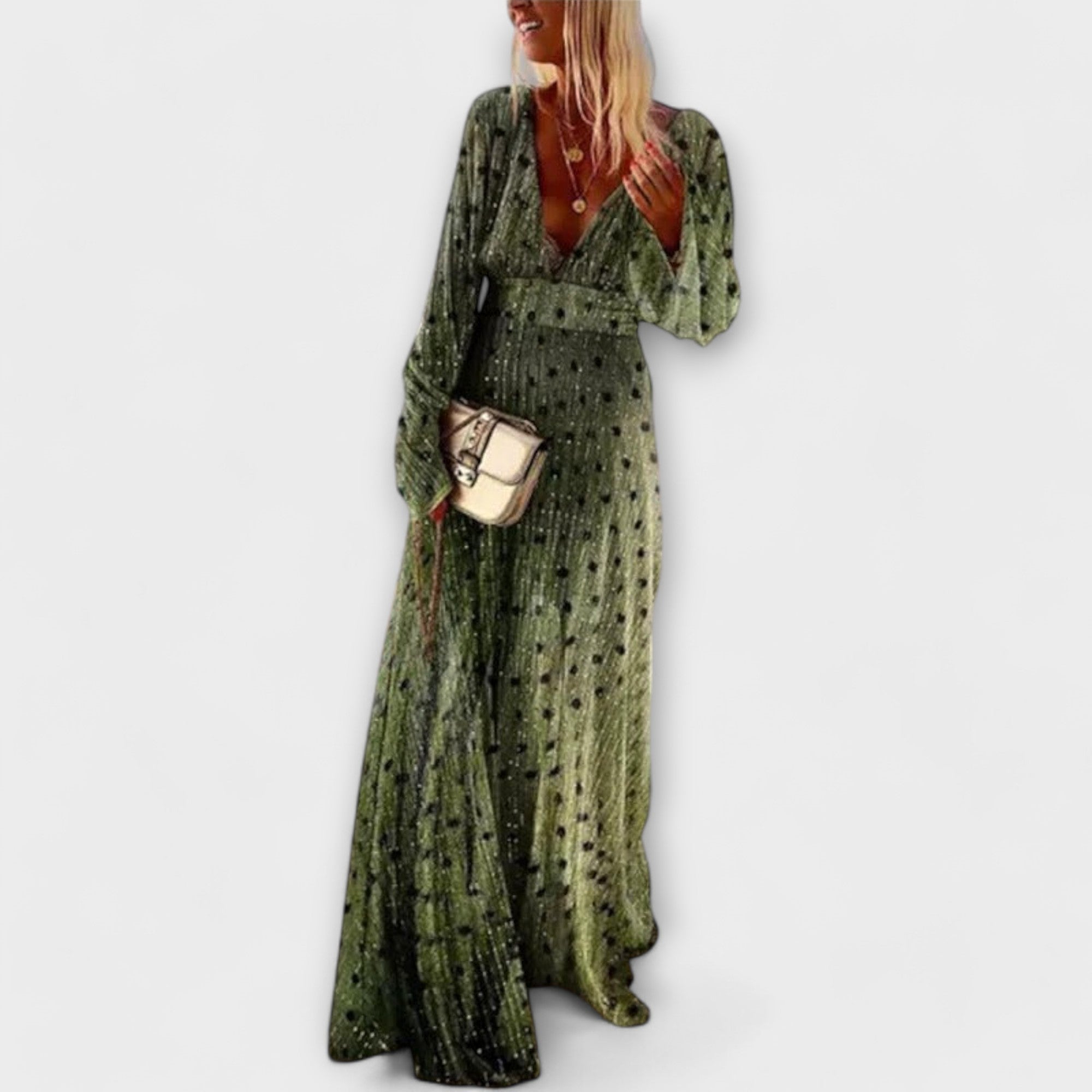 Susana - Vestido largo con estampado de lunares