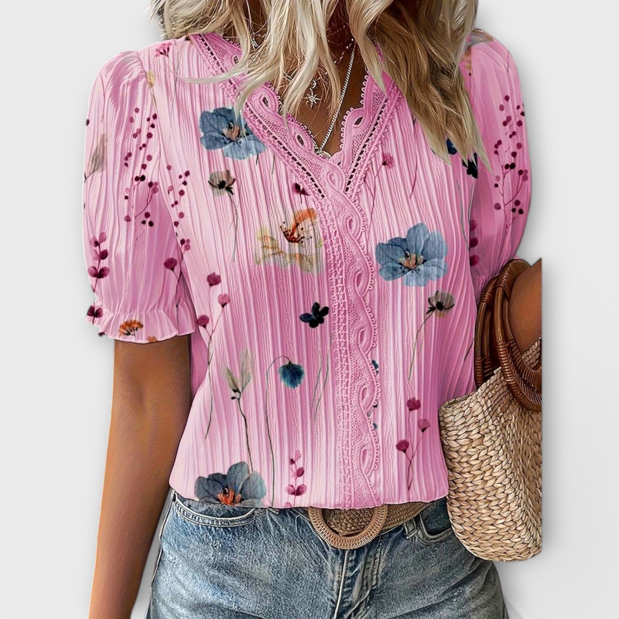 Bruna - Blusa elegante con un escote puntiagudo