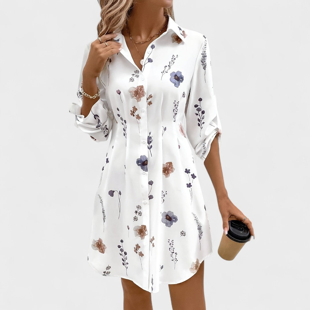 Noémia - Vestido camisa floral elegante