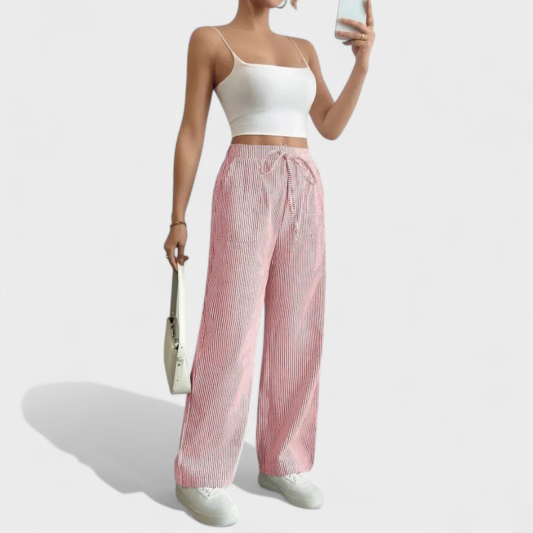 María - Pantalones anchos cómodos con detalles elegantes