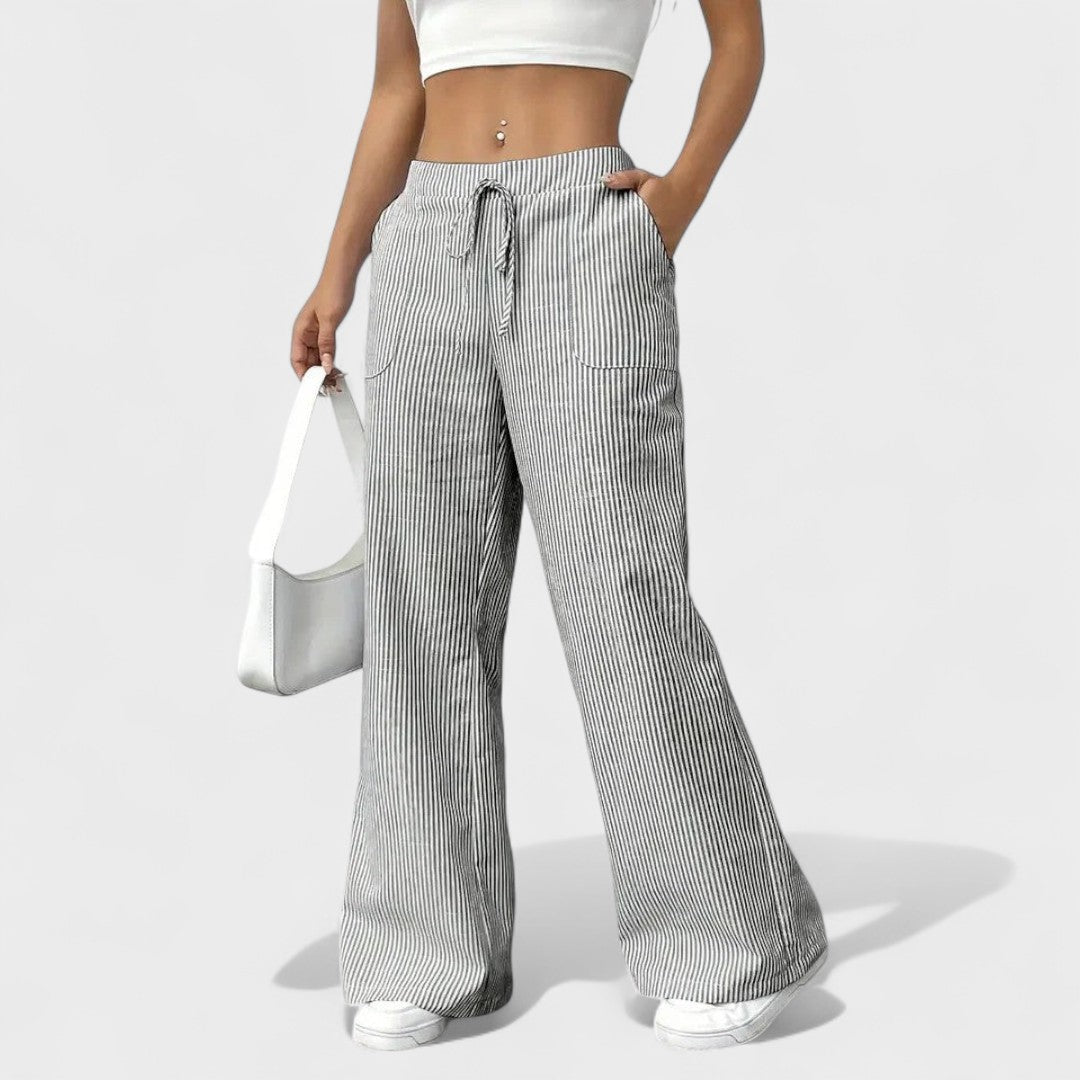 María - Pantalones anchos cómodos con detalles elegantes