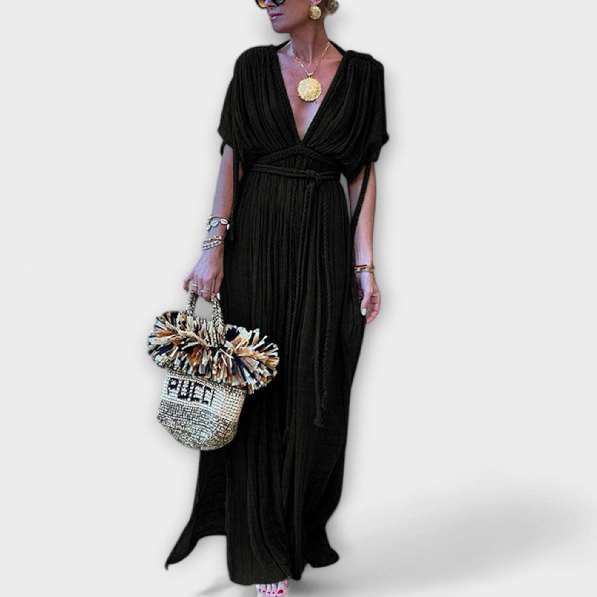 Bruna - Vestido maxi kimono en estilo griego