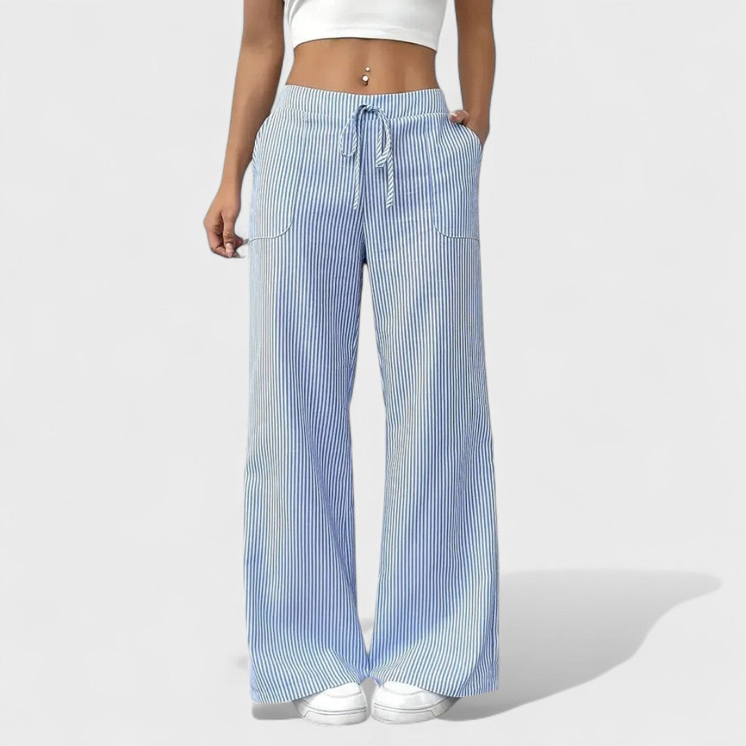 María - Pantalones anchos cómodos con detalles elegantes