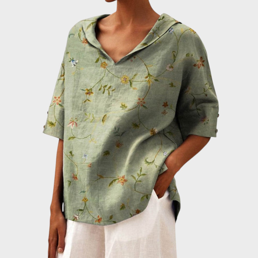 Flávia - Top Elegante de Lino