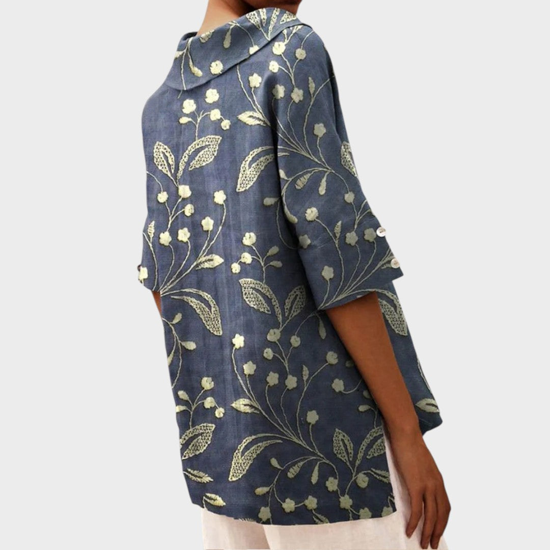 Flávia - Top Elegante de Lino