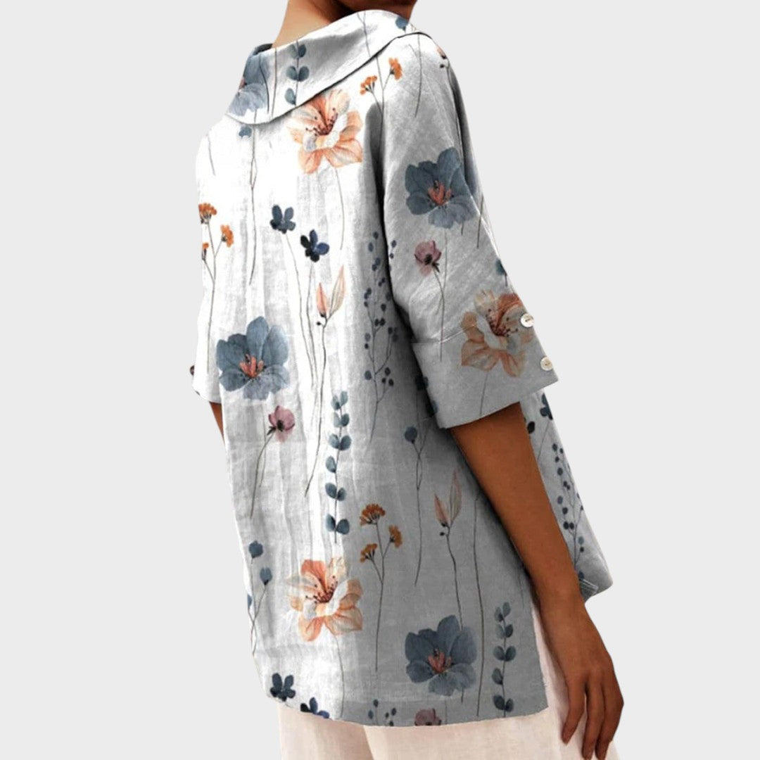 Flávia - Top Elegante de Lino