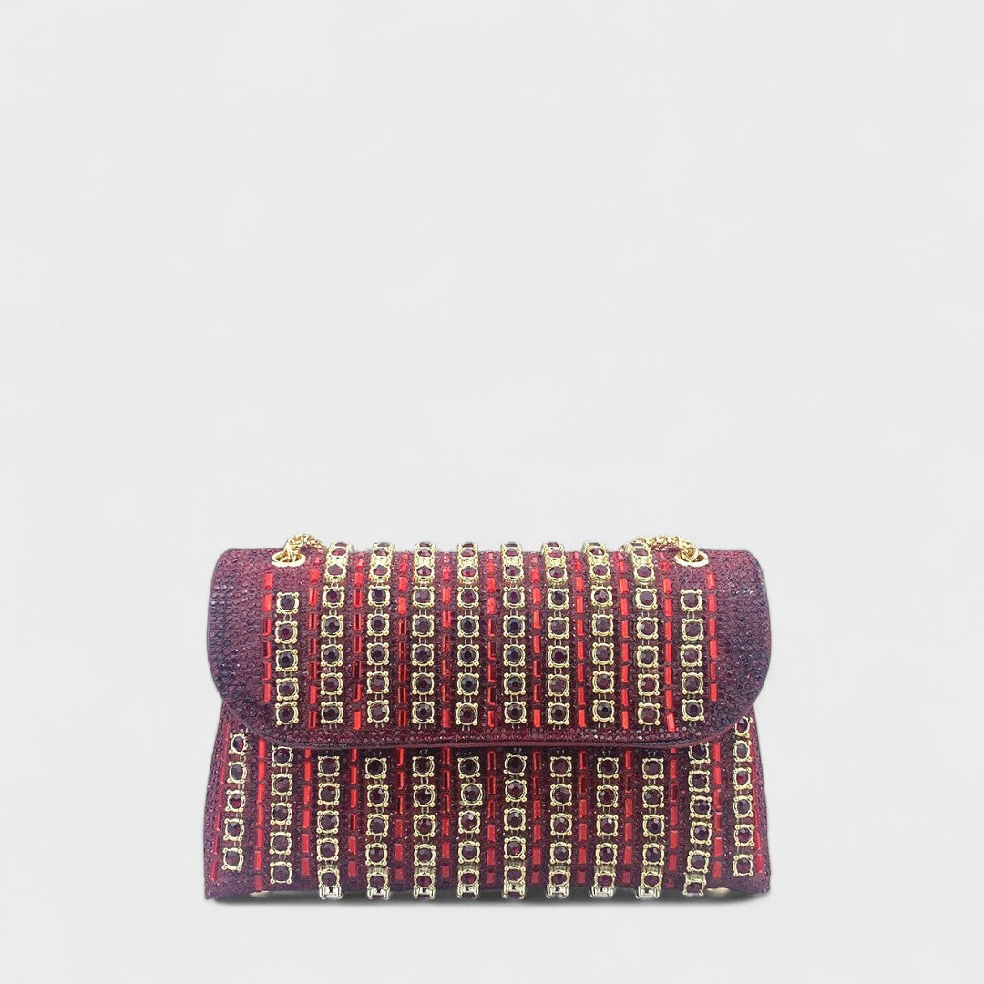 Claudia - Bolsa de hombro con cadena elegante y diamantes de colores