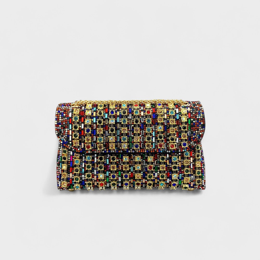 Claudia - Bolsa de hombro con cadena elegante y diamantes de colores