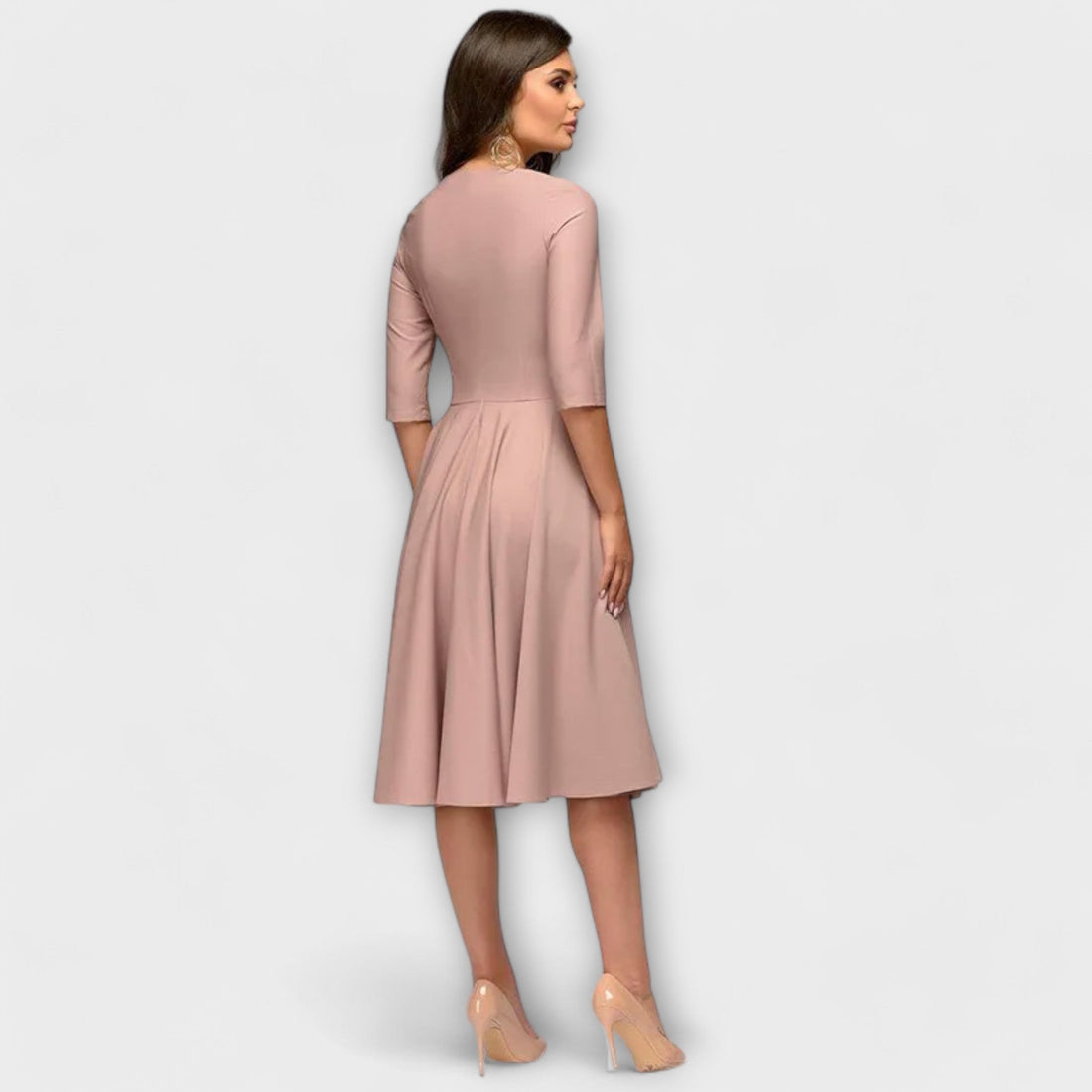 Ana - Vestido Midi Elegante con Cintura Laçada
