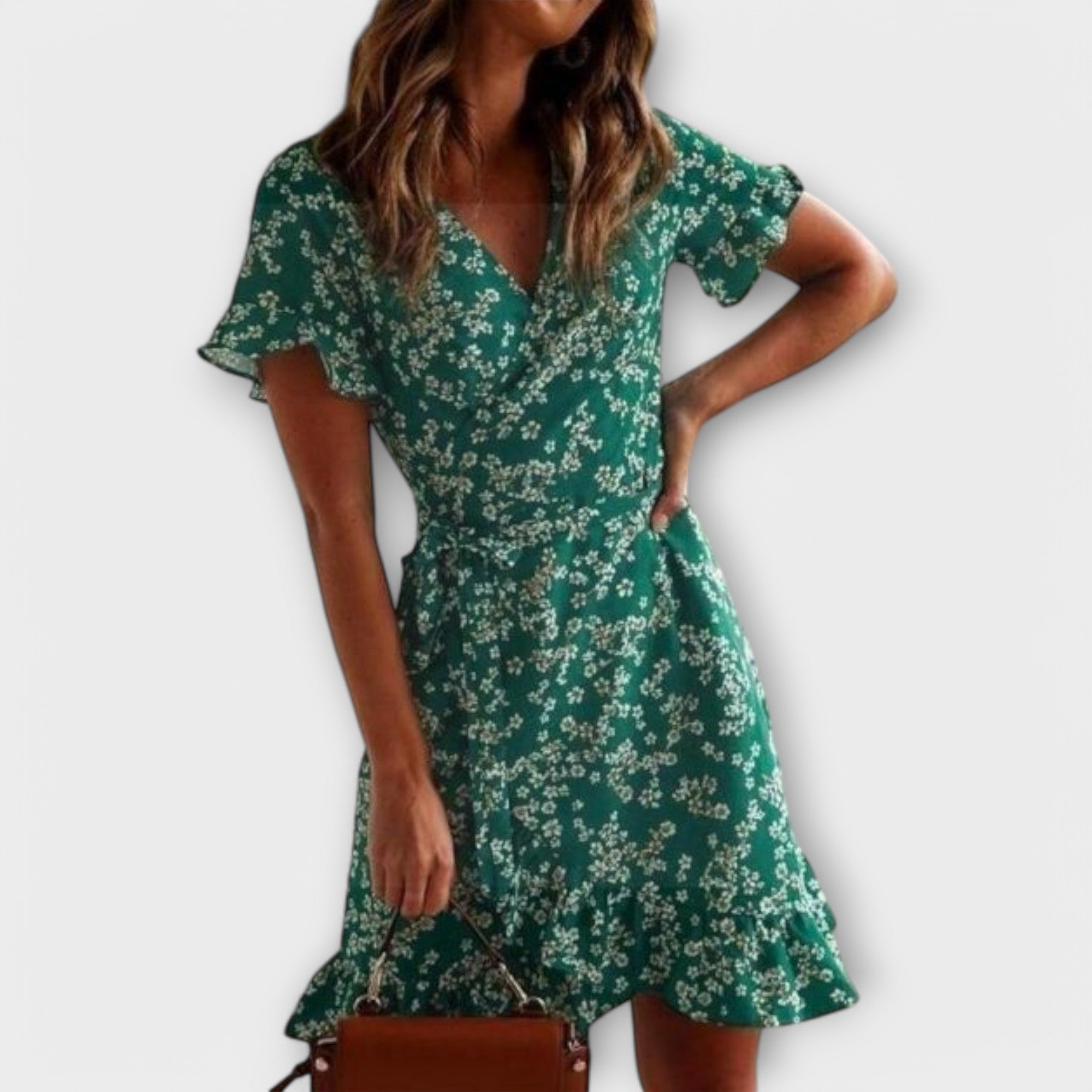 Dalila - Vestido corto boho en verde